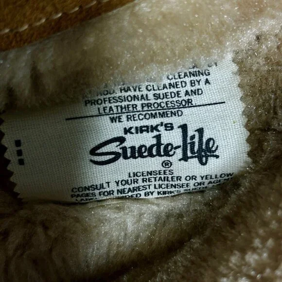 William Barry Tan Suede Flight Bomber Jacket Sherpa Lined Vintage Size 40
